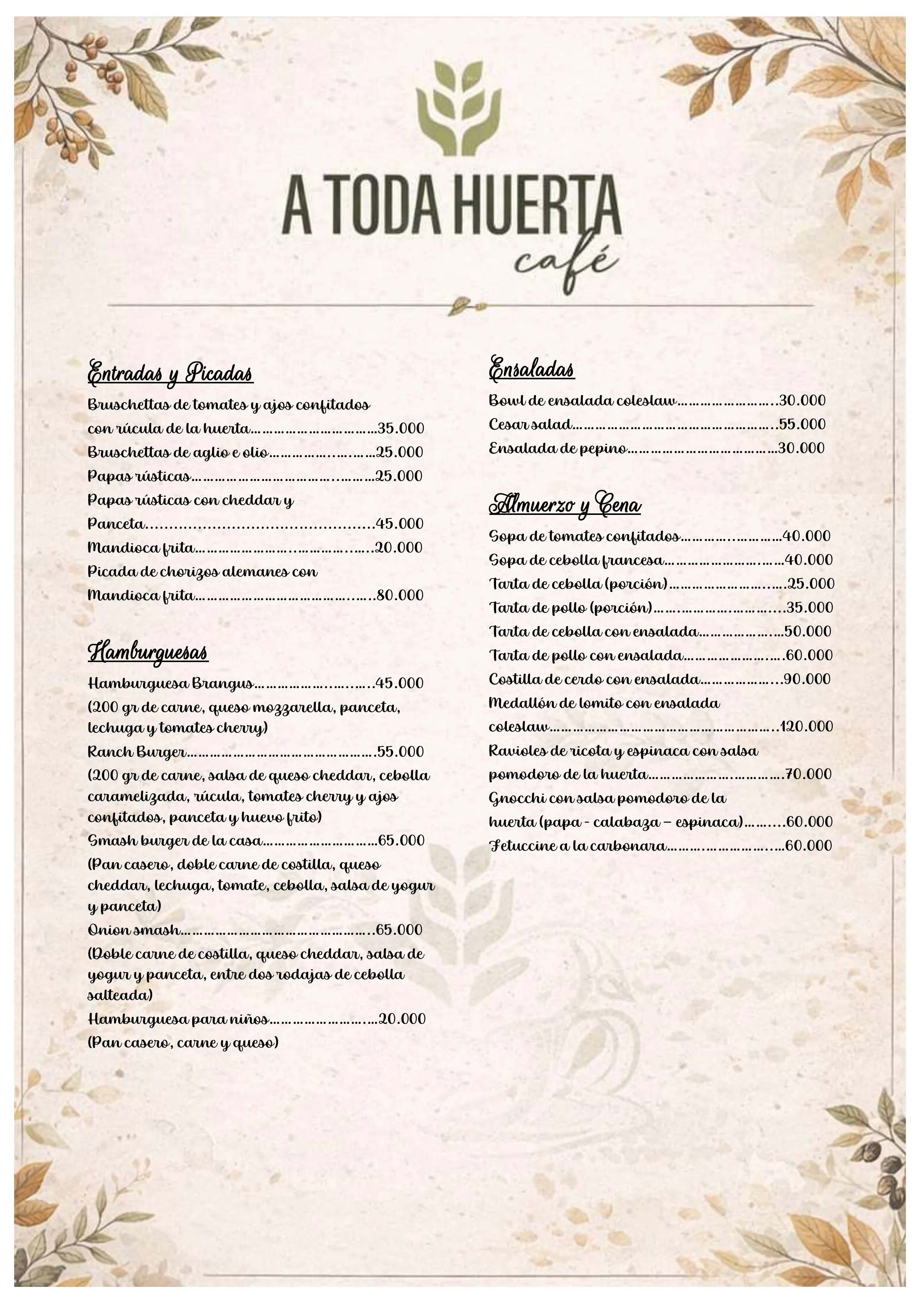 Menú de A Toda Huerta Café — página 2