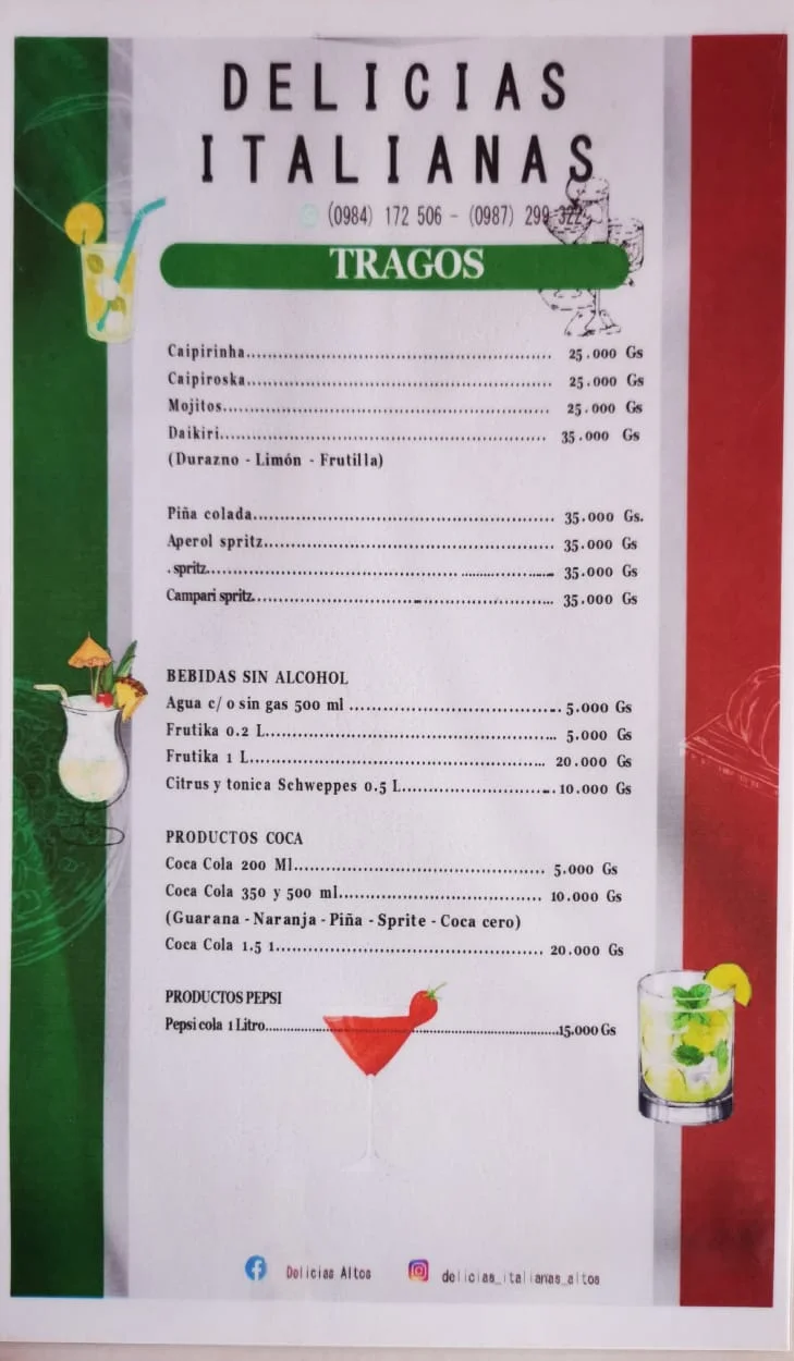 Menú de Delicias Italianas — página 1
