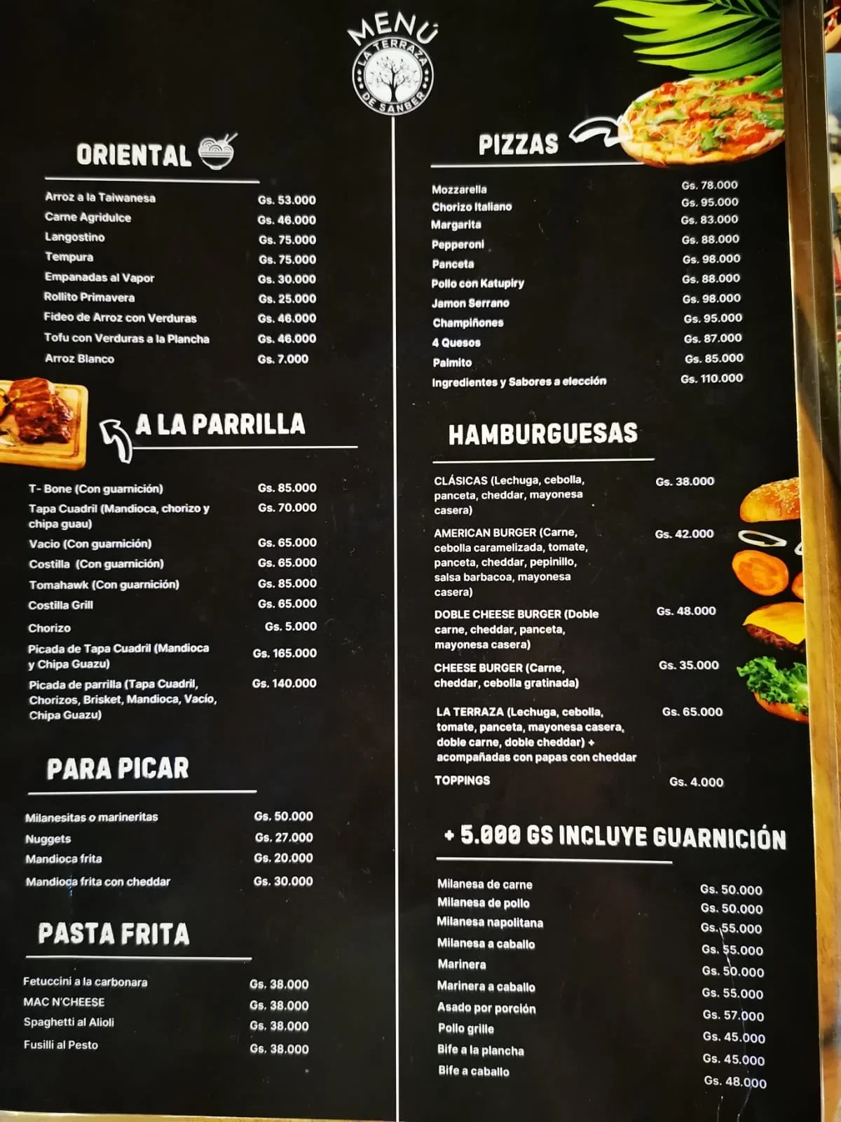 Menú de La Terraza de Sanber — página 1