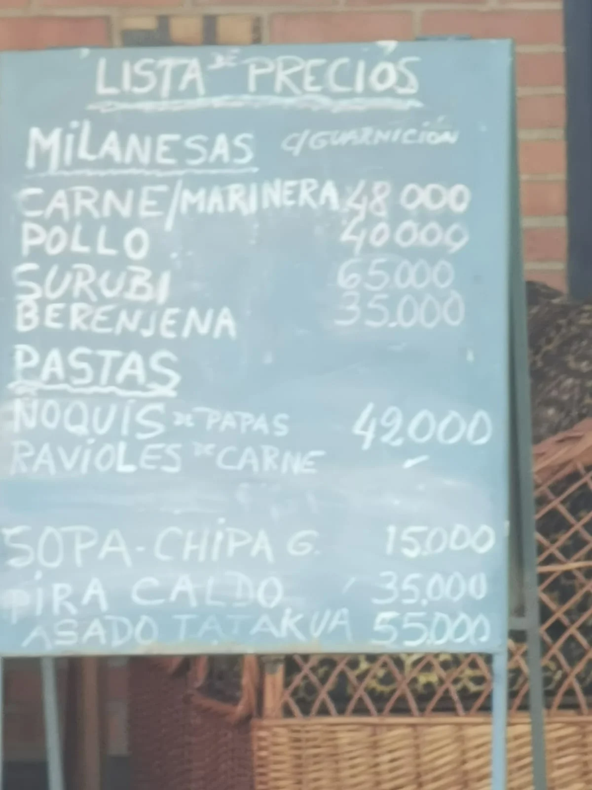 Menú de Salado Bar — página 1